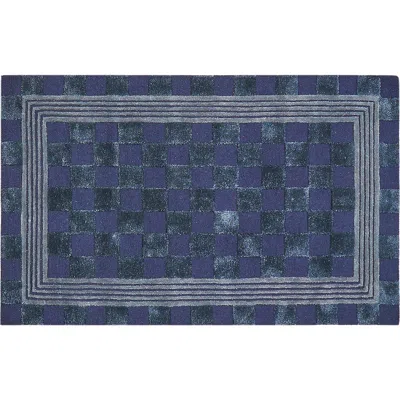 Mackenzie-childs Mackenzie Childs Indigo Blue Tonal Check Rug