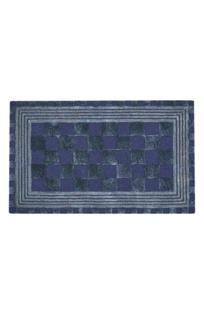 Mackenzie-childs Mackenzie Childs Indigo Blue Tonal Check Rug