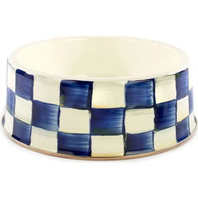 Mackenzie-childs Mackenzie Childs Large Royal Check Pet Dish In Blue