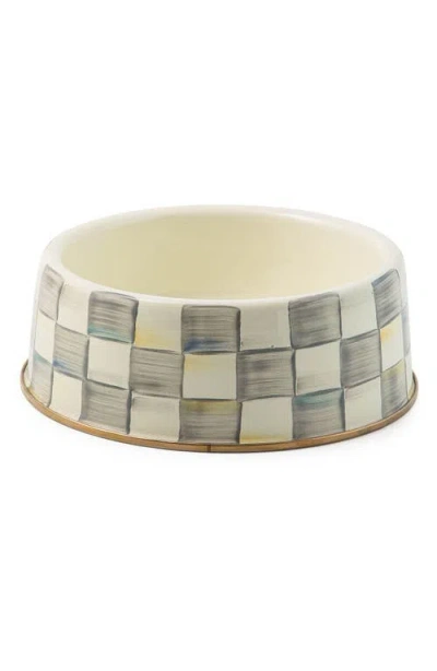 Mackenzie-childs Mackenzie Childs Large Sterling Check Pet Dish