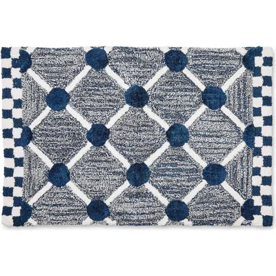 Mackenzie-childs Mackenzie Childs Lattice Dot Bath Rug In Blue