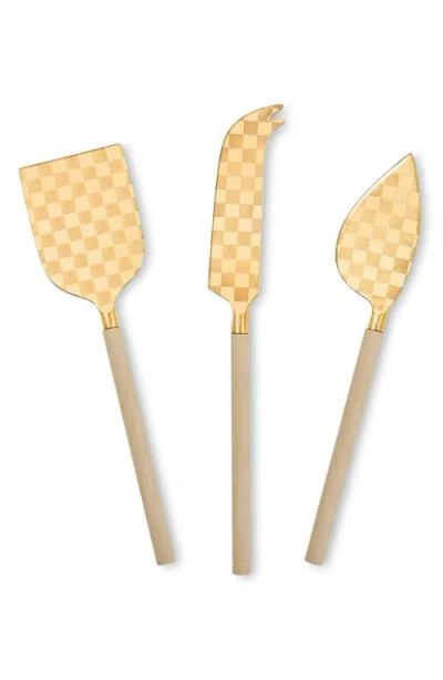 Mackenzie-childs Mackenzie Childs Mocha 3-piece Cheese Knife Set In Brown