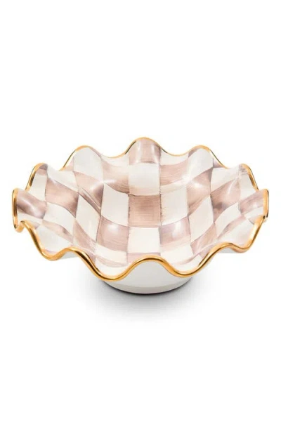 Mackenzie-childs Mackenzie Childs Mocha Check Ceramic Fluted Breakfast Bowl In Brown