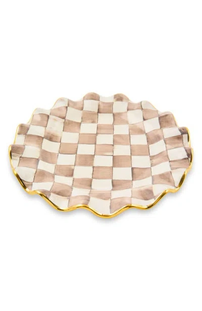 Mackenzie-childs Mackenzie Childs Mocha Check Ceramic Fluted Dinner Plate In Brown
