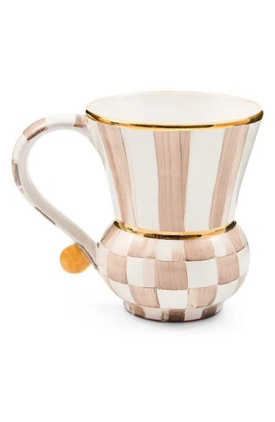 Mackenzie-childs Mackenzie Childs Mocha Check Ceramic Mug In Brown