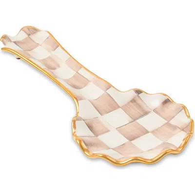 Mackenzie-childs Mackenzie Childs Mocha Check Ceramic Spoon Rest In Brown