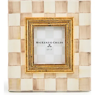 Mackenzie-childs Mackenzie Childs Mocha Check Enameled Steel 2.5 X 3-inch Picture Frame In Brown
