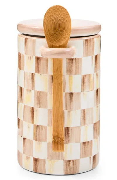 Mackenzie-childs Mackenzie Childs Mocha Check Farmhouse Canister With Spoon In Brown