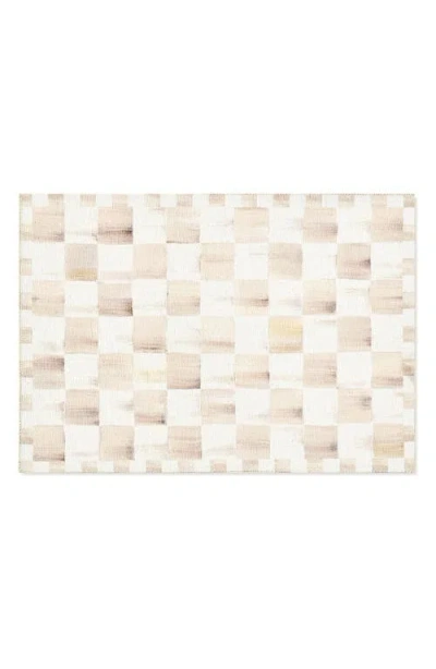 Mackenzie-childs Mackenzie Childs Mocha Checkerboard Machine Washable Rug In Neutral