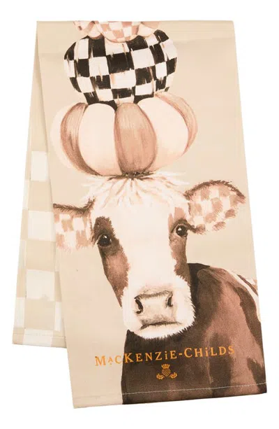 Mackenzie-childs Mackenzie Childs Mocha Cow Printed Dish Towel In Brown