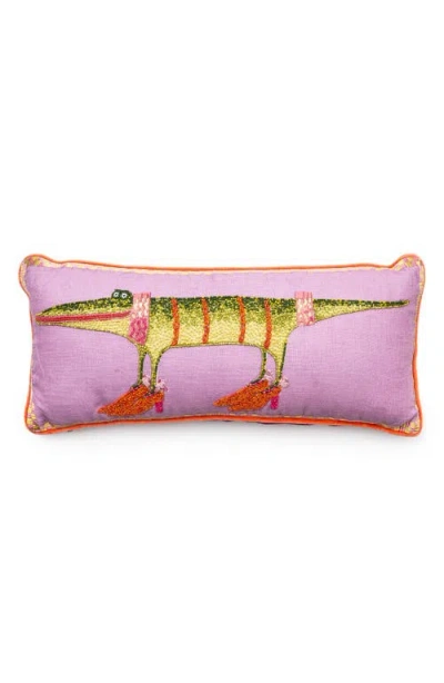 Mackenzie-childs Mackenzie Childs Patience Brewster Gloria Alligator Lumber Pillow In Pink