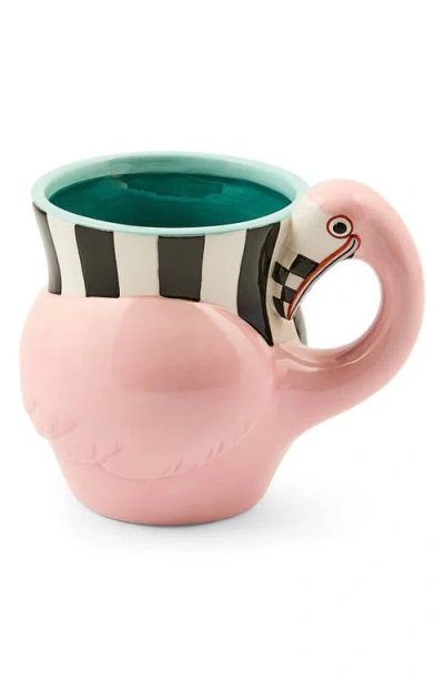 Mackenzie-childs Mackenzie Childs Patience Brewster Sheila Flamingo Ceramic Mug In Pink