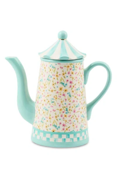 Mackenzie-childs Mackenzie Childs Posie Patch Ceramic Teapot In Blue