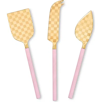 Mackenzie-childs Mackenzie Childs Rosy 3-piece Cheese Knife Set In Pink
