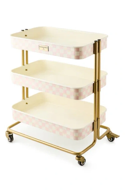 Mackenzie-childs Mackenzie Childs Rosy Check 3-tier Kitchen Cart In Pink