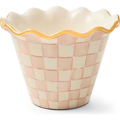 Mackenzie-childs Mackenzie Childs Rosy Check Ceramic Garden Pot In Pink