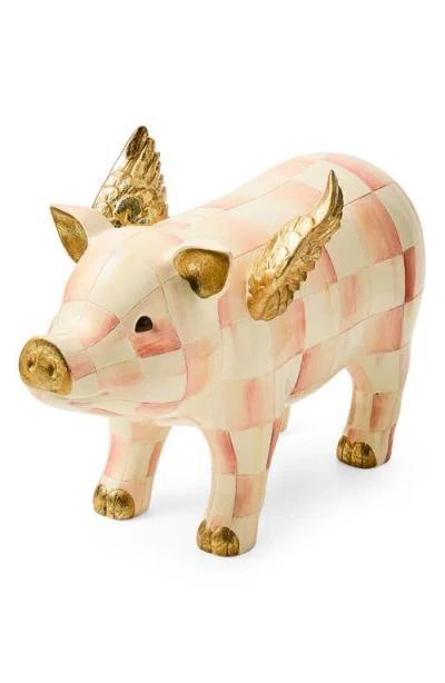 Mackenzie-childs Mackenzie Childs Rosy Check Flying Pig Figurine In Pink