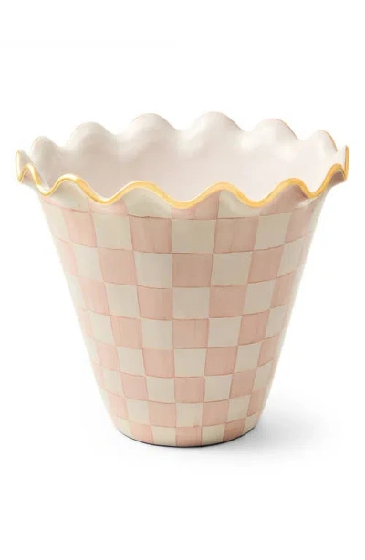 Mackenzie-childs Mackenzie Childs Rosy Check Jumbo Ceramic Garden Pot In Pink