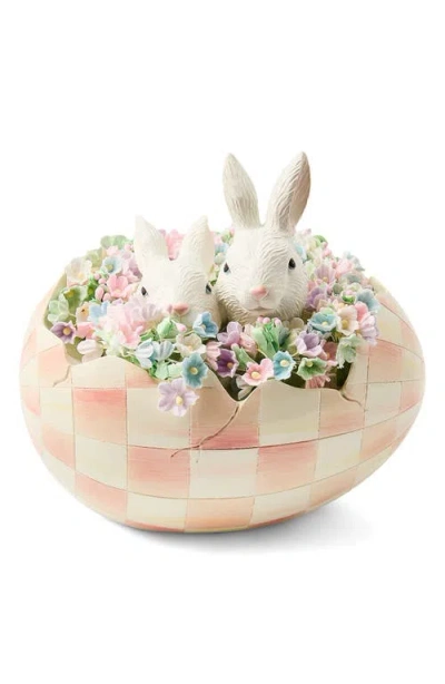 Mackenzie-childs Mackenzie Childs Rosy Check Peekaboo Bunny Egg Figurine In Pink