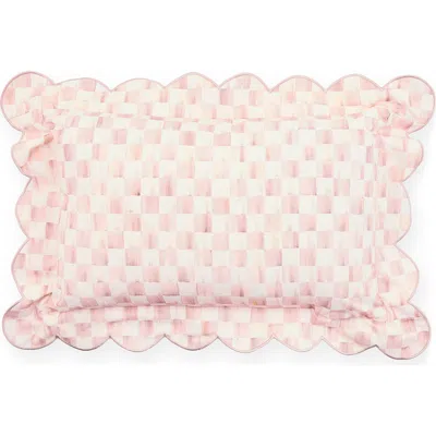 Mackenzie-childs Mackenzie Childs Rosy Check Reversible Scallop Lumbar Pillow In Pink