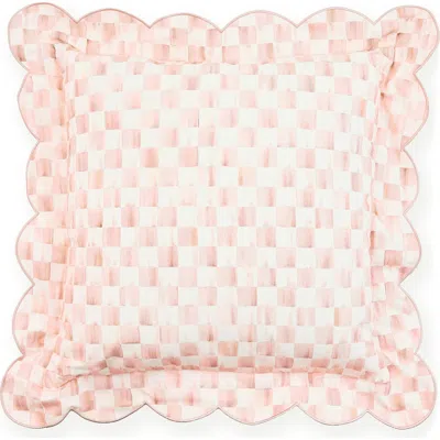 Mackenzie-childs Mackenzie Childs Rosy Check Reversible Scallop Throw Pillow In Pink