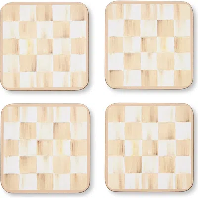 Mackenzie-childs Mackenzie Childs Set Of 4 Mocha Check Cork Back Coasters In Brown