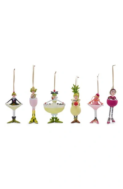 Mackenzie-childs Mackenzie Childs Set Of 6 Patience Brewster Mini Cocktail Ornaments In Multi