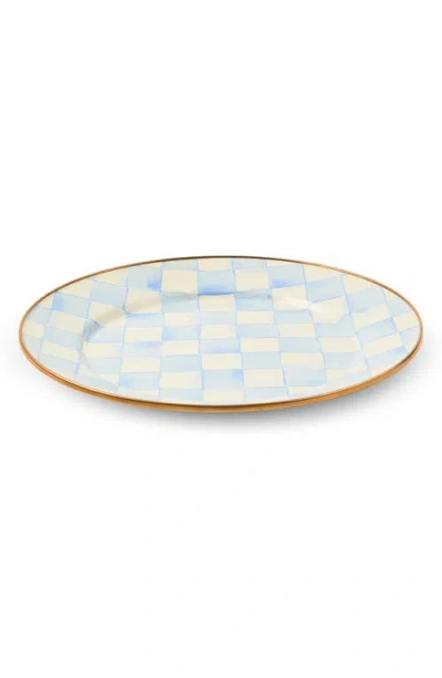 Mackenzie-childs Mackenzie Childs Sky Check Enameled Steel Dinner Plate In Blue