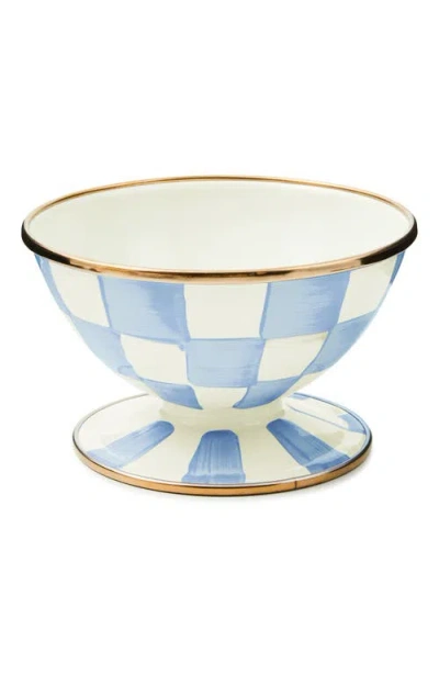 Mackenzie-childs Mackenzie Childs Sky Check Enameled Steel Ice Cream Dish In Blue