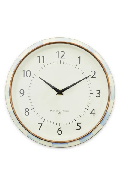 Mackenzie-childs Mackenzie Childs Sky Check Enameled Steel School Wall Clock In Multi