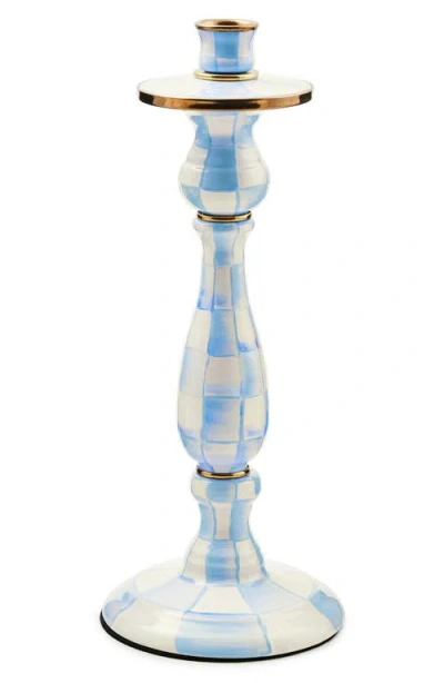 Mackenzie-childs Mackenzie Childs Sky Check Large Candlestick In Blue
