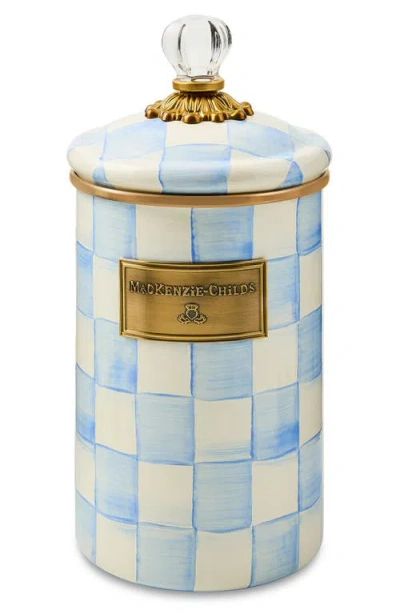 Mackenzie-childs Mackenzie Childs Sky Check Large Enameled Steel Canister In Blue