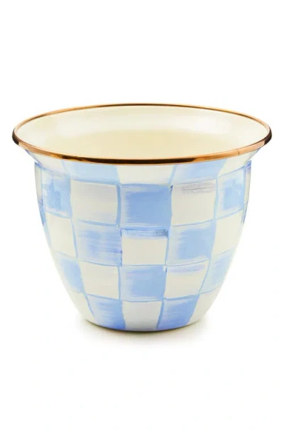 Mackenzie-childs Mackenzie Childs Sky Check Large Flower Pot In Blue