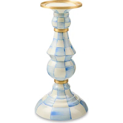 Mackenzie-childs Mackenzie Childs Sky Check Large Pillar Candleholder In Blue