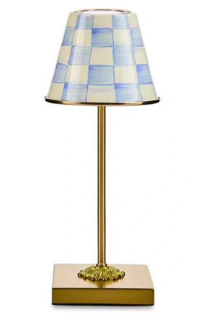 Mackenzie-childs Mackenzie Childs Sky Check Led Rechargeable Cafe Table Lamp In Blue