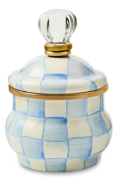 Mackenzie-childs Mackenzie Childs Sky Check Lidded Sugar Bowl In Blue