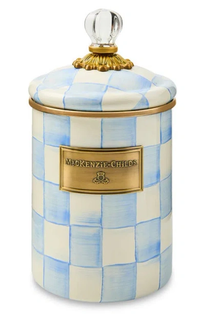 Mackenzie-childs Mackenzie Childs Sky Check Medium Enameled Steel Canister In Blue