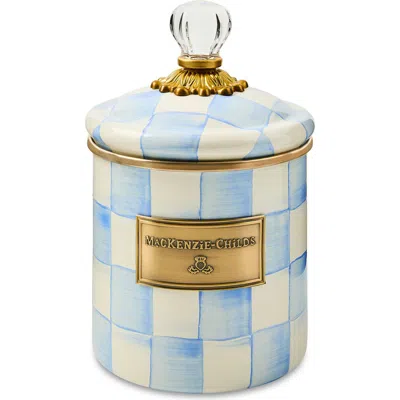 Mackenzie-childs Mackenzie Childs Sky Check Small Enameled Steel Canister In Blue