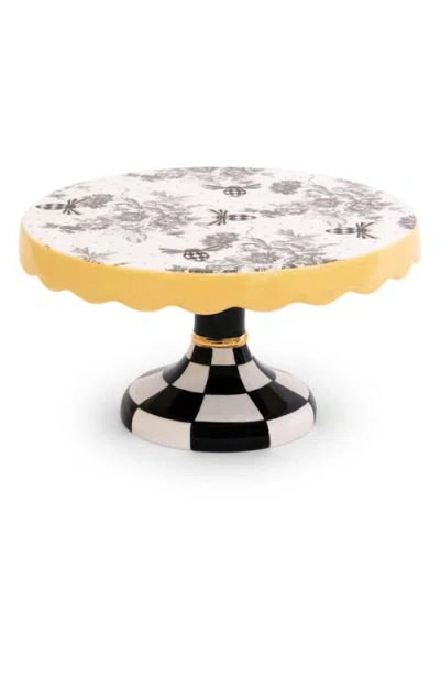 Mackenzie-childs Mackenzie Childs Small Bee Toile Porcelain Pedestal Platter In Multi