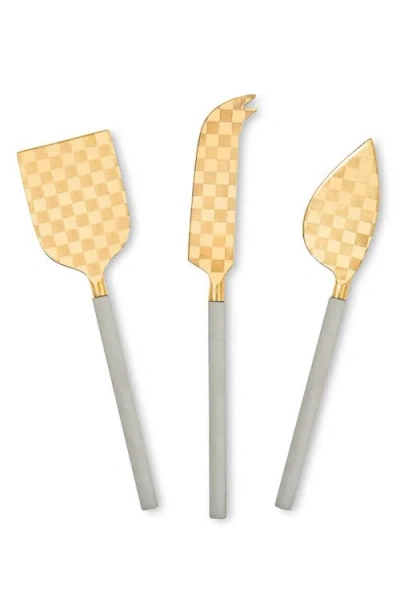 Mackenzie-childs Mackenzie Childs Sterling 3-piece Cheese Knife Set In Gray