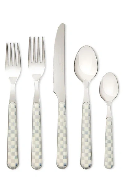 Mackenzie-childs Mackenzie Childs Sterling Check Bistro 5-piece Place Setting In Silver