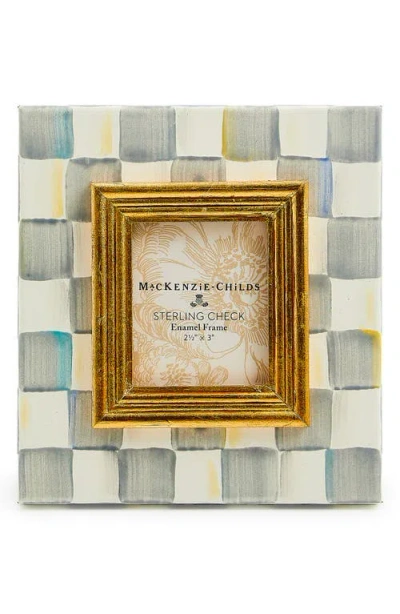 Mackenzie-childs Mackenzie Childs Sterling Check Enameled Steel 2.5 X 3-inch Picture Frame In Silver