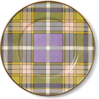Mackenzie-childs Mackenzie Childs Tartan Violet Enameled Steel Salad/dessert Plate In Multi