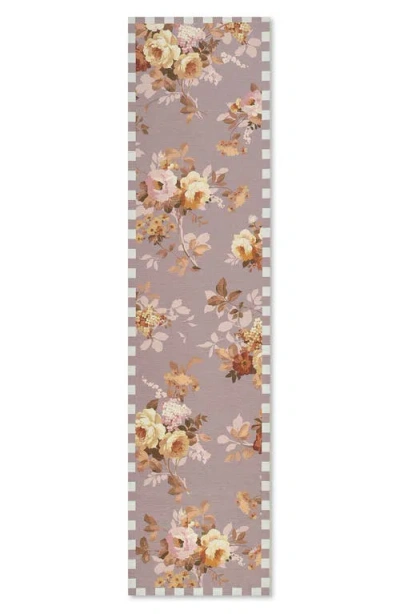 Mackenzie-childs Mackenzie Childs Taupe Wild Rose Washable Rug In Multi