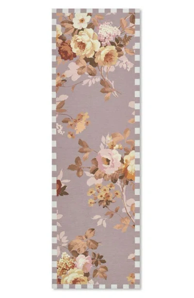 Mackenzie-childs Mackenzie Childs Taupe Wild Rose Washable Rug In Multi