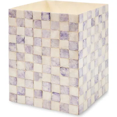 Mackenzie-childs Mackenzie Childs Violet Check Capiz Waste Bin In Purple