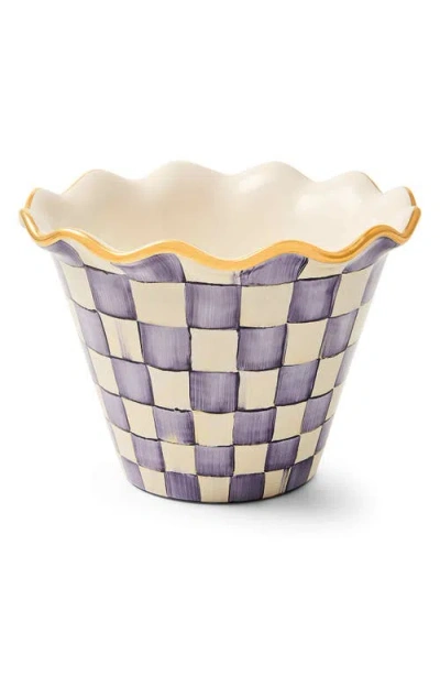 Mackenzie-childs Mackenzie Childs Violet Check Ceramic Garden Pot In Purple
