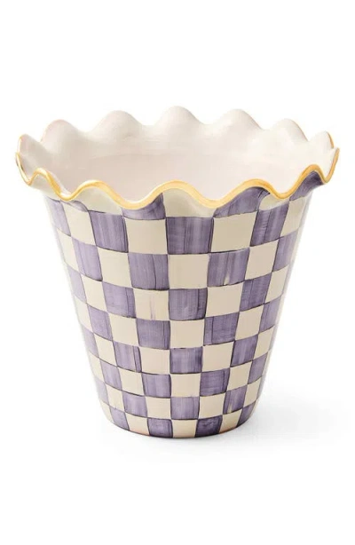 Mackenzie-childs Mackenzie Childs Violet Check Jumbo Ceramic Garden Pot In Purple