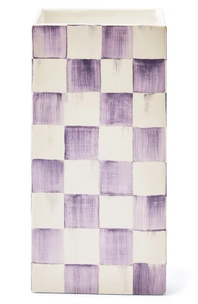 Mackenzie-childs Mackenzie Childs Violet Check Pillar Vase In Purple