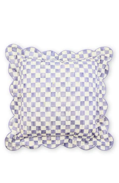 Mackenzie-childs Mackenzie Childs Violet Check Reversible Scalloped Throw Pillow In Purple